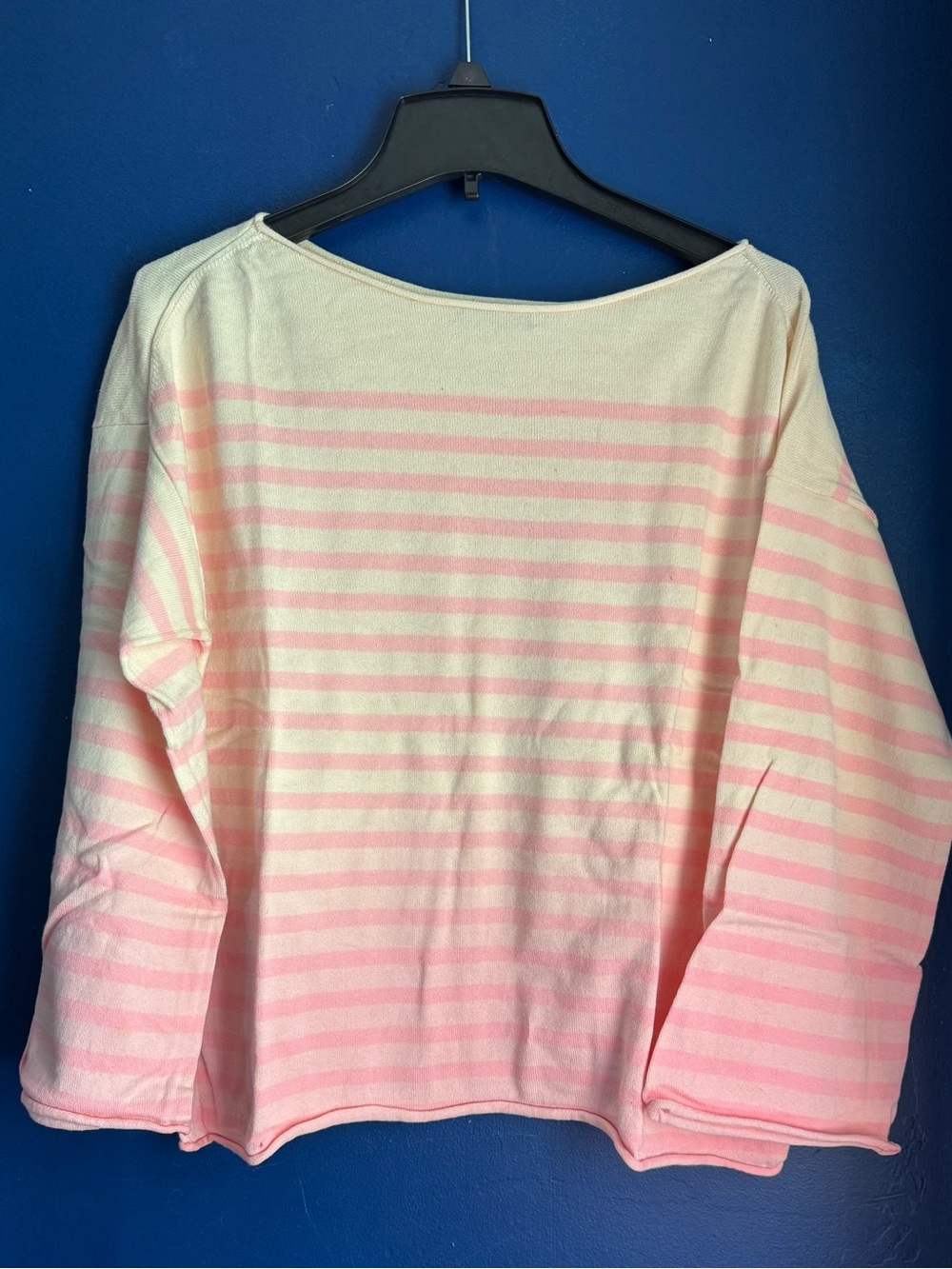 J. Crew Cream and Light Pink Striped Knit Top